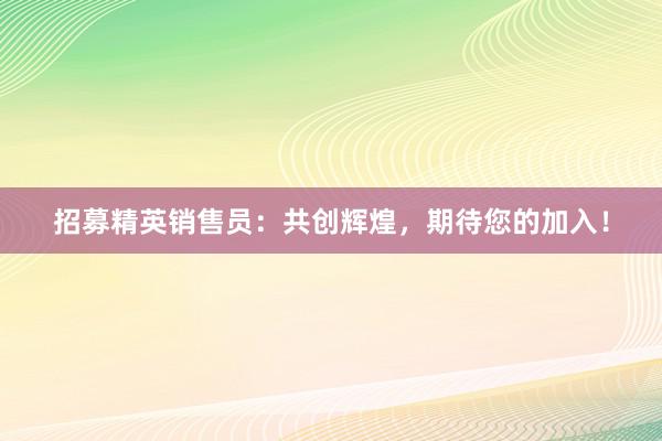 招募精英销售员：共创辉煌，期待您的加入！